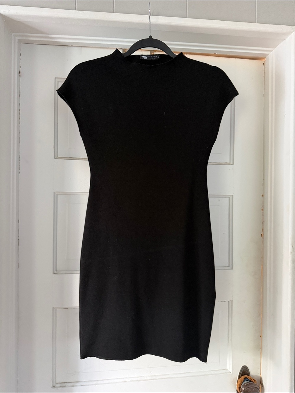 Zara Black Cap-Sleeve Mini Dress